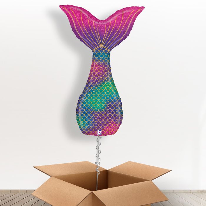 Mermaid Tail Foil Balloon in a Box - Giant Balloon | Small Indoor Plants