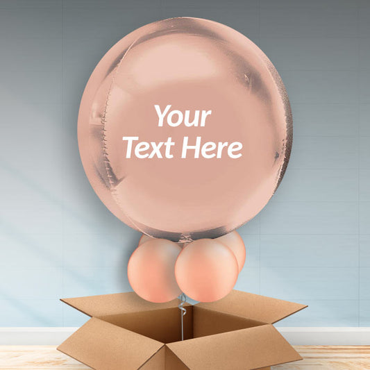 Personalised Rose Gold Orbz Balloons in a Box - Orbz Balloon with 3 Balloons | Small Indoor Plants