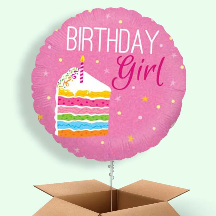 Birthday Girl Cake Pink Balloon in a Box - 1 Balloon | Small Indoor Plants