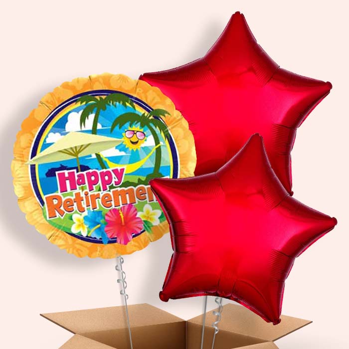 Happy Retirement Tropical Beach Balloon in a Box - 3 Balloon | Small Indoor Plants