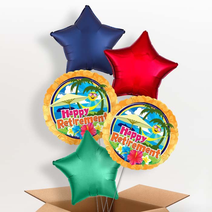 Happy Retirement Tropical Beach Balloon in a Box - 5 Balloon | Small Indoor Plants