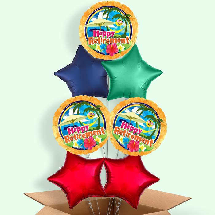 Happy Retirement Tropical Beach Balloon in a Box - 7 Balloon | Small Indoor Plants