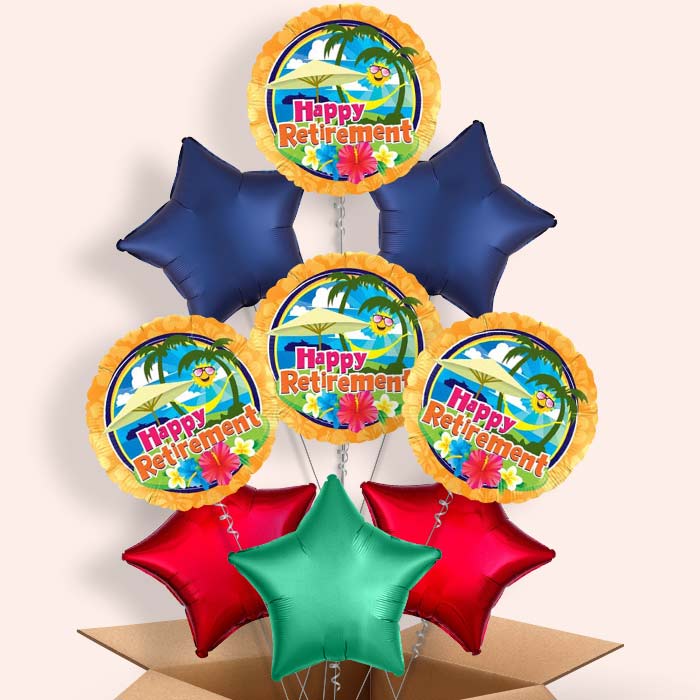 Happy Retirement Tropical Beach Balloon in a Box - 9 Balloon | Small Indoor Plants