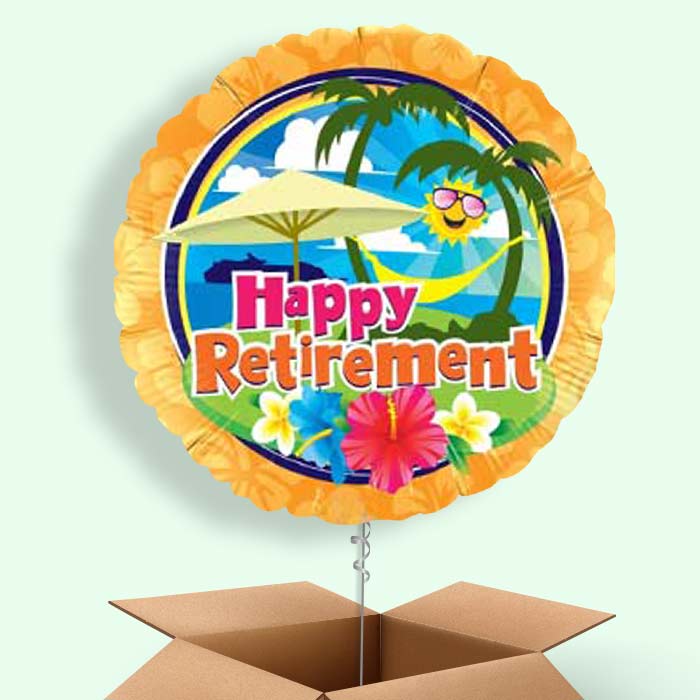 Happy Retirement Tropical Beach Balloon in a Box - 1 Balloon | Small Indoor Plants