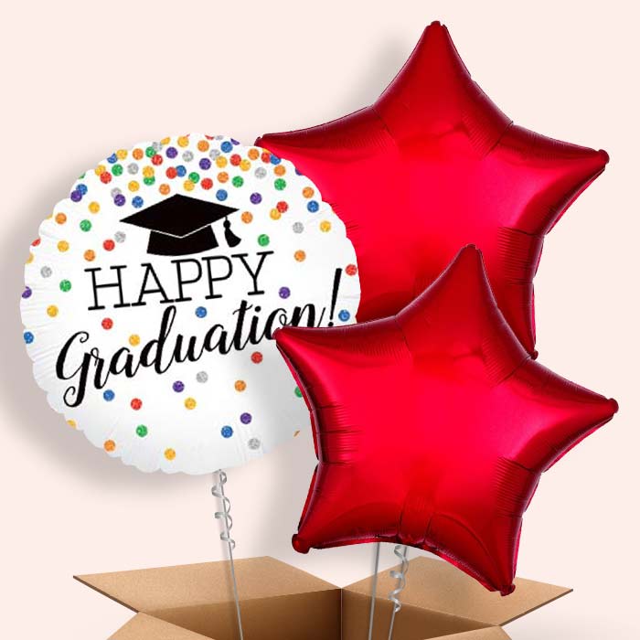 Confetti Happy Graduation Balloon in a Box - 3 Balloon | Small Indoor Plants