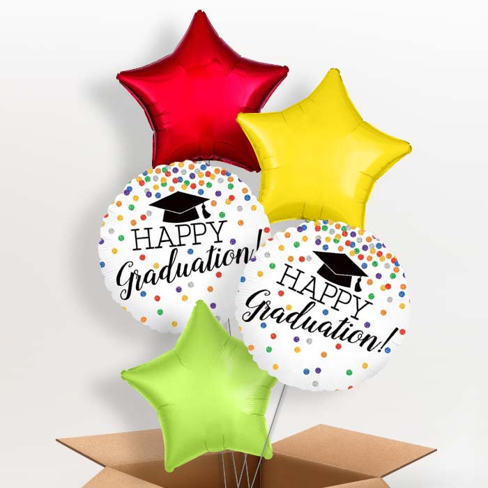 Confetti Happy Graduation Balloon in a Box - 5 Balloon | Small Indoor Plants