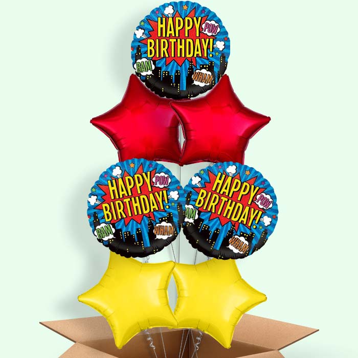 Superhero Balloons in a Box (Happy Birthday)