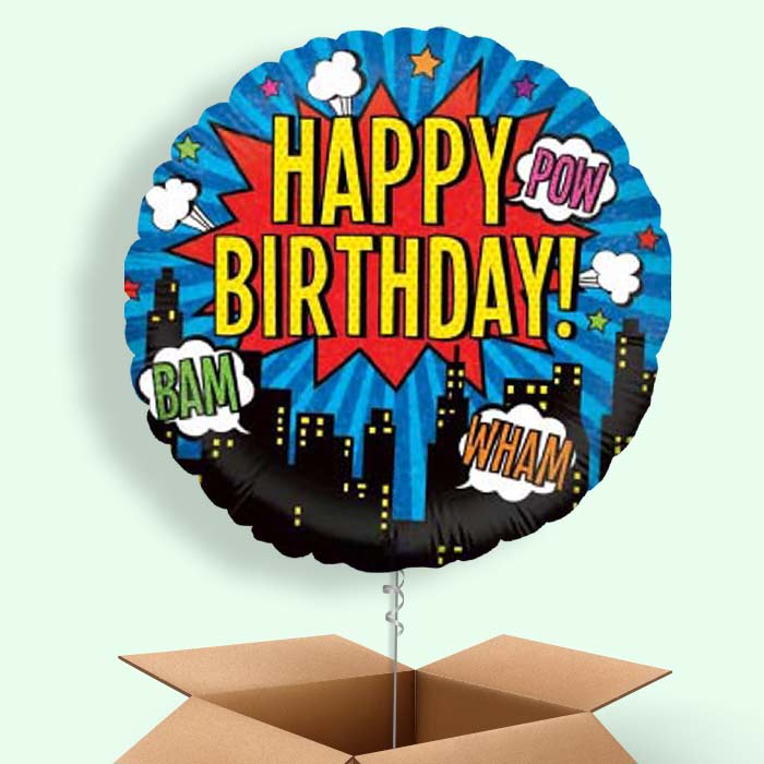 Superhero Balloons in a Box (Happy Birthday) - 1 Balloon | Small Indoor Plants
