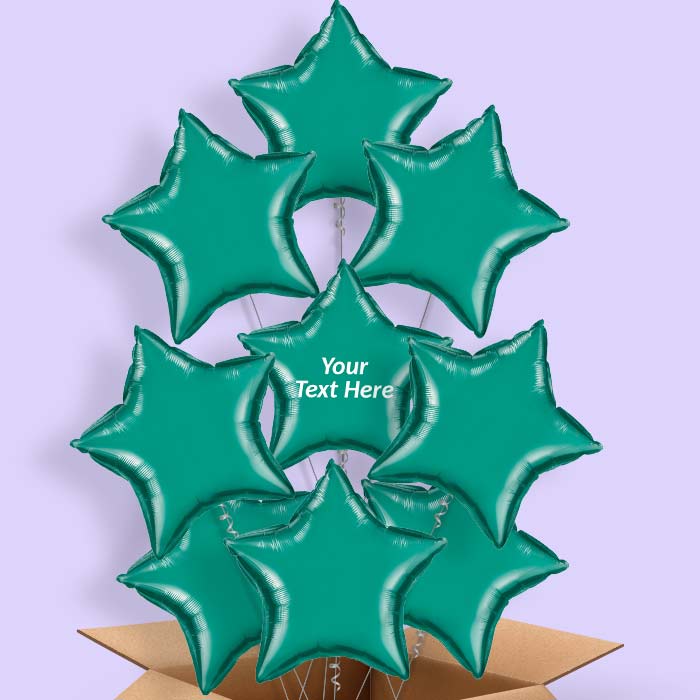 Personalised Foil Balloons in a Box - Teal Blue Star - 9 Balloon | Small Indoor Plants