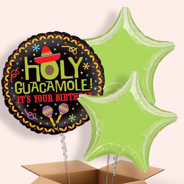Holy Guacamole Birthday Balloon in a Box - 3 Balloon | Small Indoor Plants