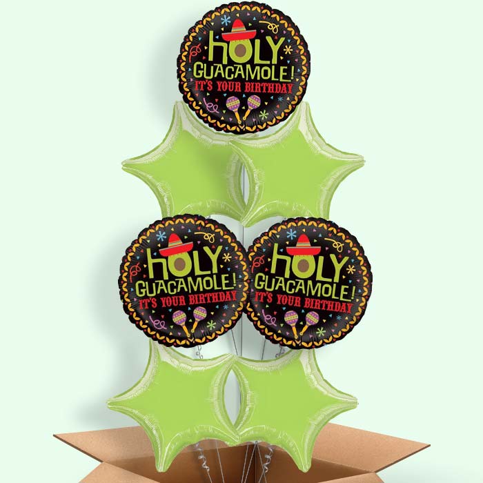 Holy Guacamole Birthday Balloon in a Box - 7 Balloon | Small Indoor Plants