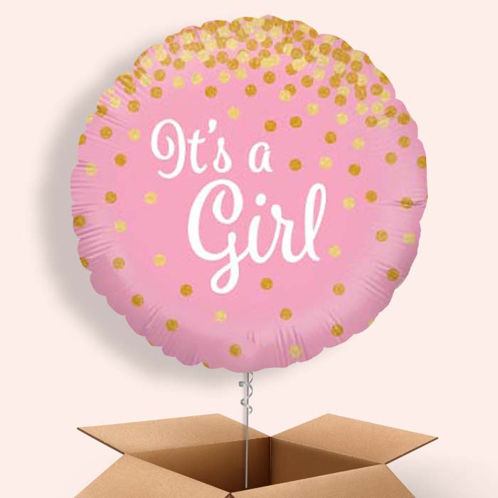 New Baby Balloon Delivery (Pink Confetti) - 1 Balloon | Small Indoor Plants