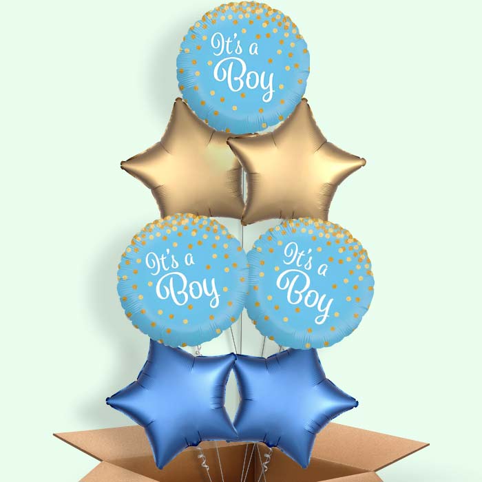New Baby Balloon in a Box (Blue Confetti) - 7 Balloon | Small Indoor Plants