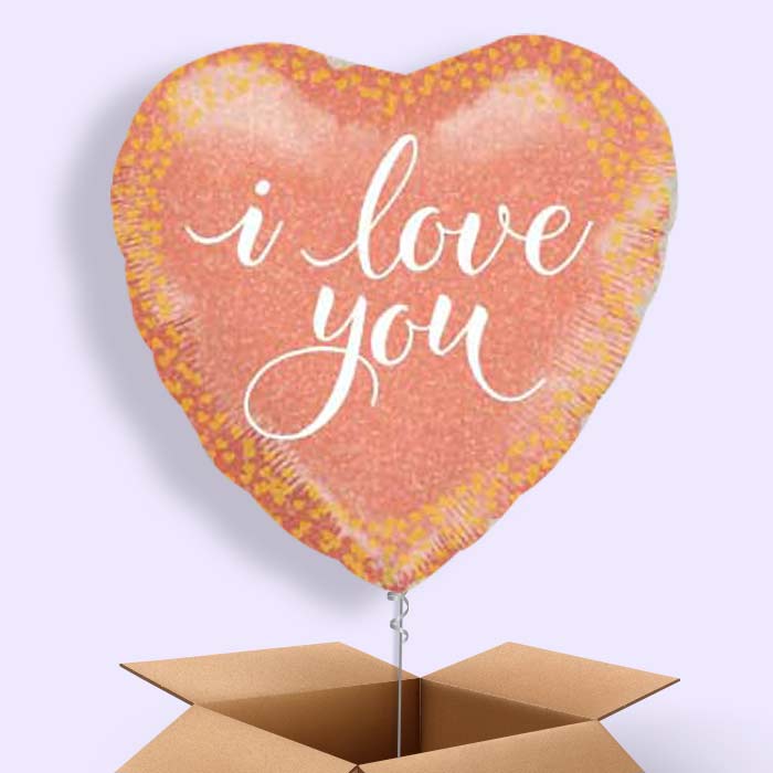I Love You Balloons in a Box (Rose Gold) - 1 Balloon | Small Indoor Plants