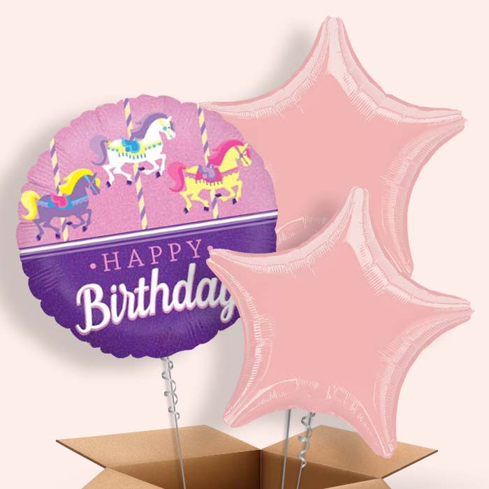 Carousel Horse Balloon in a Box - 3 Balloon | Small Indoor Plants