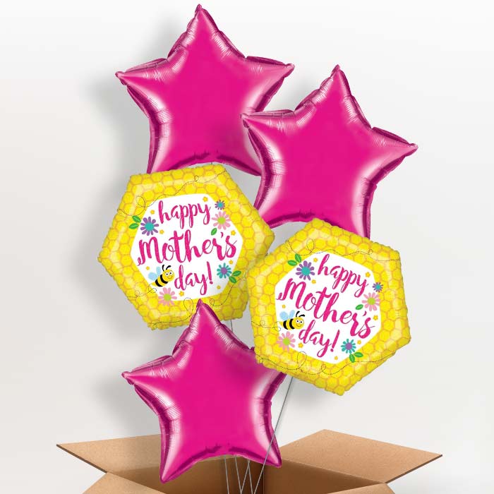 Mother's Day Balloons in a Box (Bee) - 5 Balloon | Small Indoor Plants