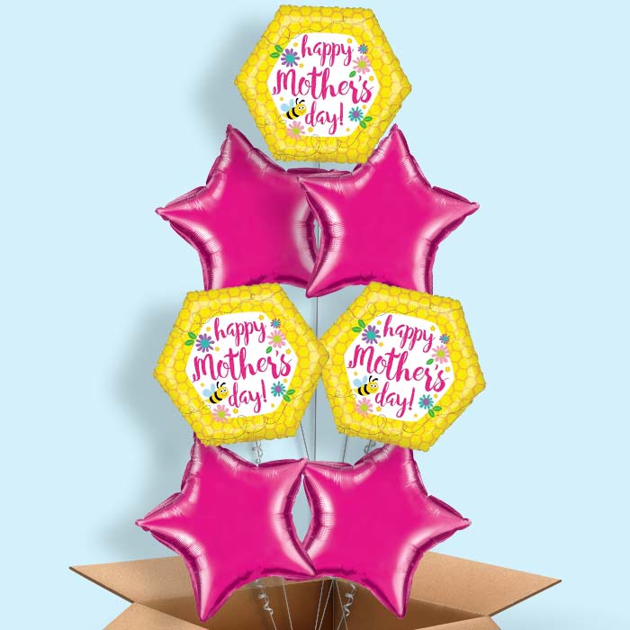 Mother's Day Balloons in a Box (Bee) - 7 Balloon | Small Indoor Plants