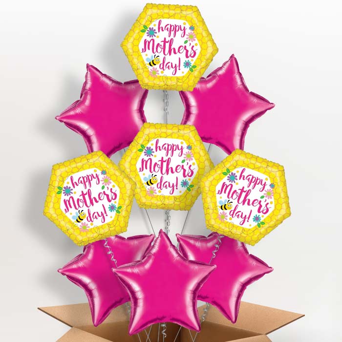 Mother's Day Balloons in a Box (Bee) - 9 Balloon | Small Indoor Plants