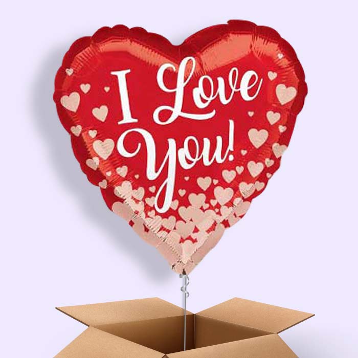 I Love You Balloons in a Box (Rose Gold Hearts) - 1 Balloon | Small Indoor Plants