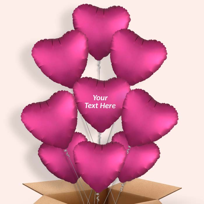 Pomegranate Pink Heart Satin Luxe  Balloon in a Box - 9 Balloon | Small Indoor Plants