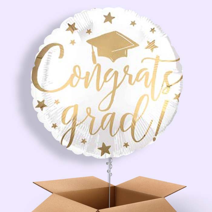 White Graduation Helium Balloons in a Box - 1 Balloon | Small Indoor Plants