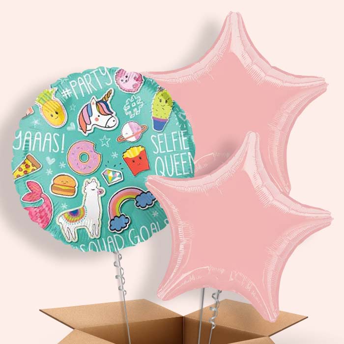 Social Media Balloons in a Box - 3 Balloon | Small Indoor Plants