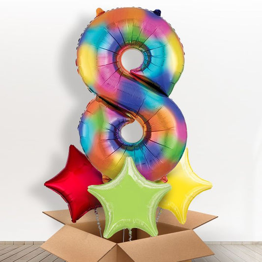 Number 8 Birthday Balloon in a Box - Giant Number and 3 Balloons | Small Indoor Plants