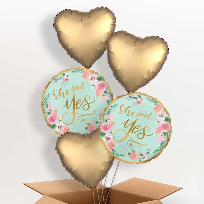 Mint to Be Hen Party & Engagement Balloon in a Box - 5 Balloon | Small Indoor Plants