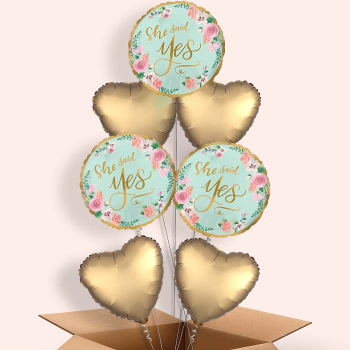 Mint to Be Hen Party & Engagement Balloon in a Box - 7 Balloon | Small Indoor Plants