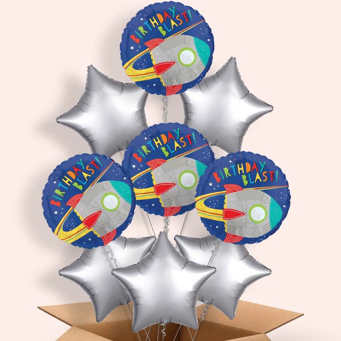 Space Rocket Birthday Balloon in a Box - 9 Balloon | Small Indoor Plants