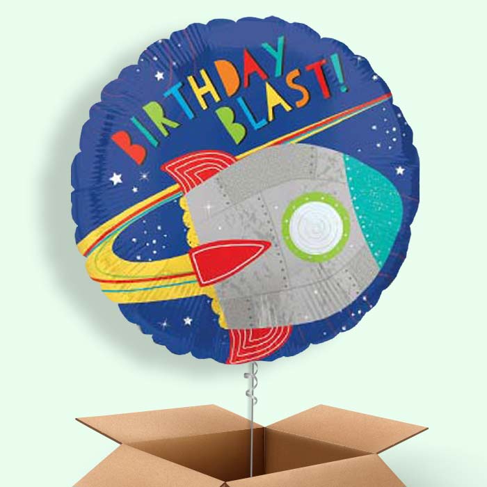 Space Rocket Birthday Balloon in a Box - 1 Balloon | Small Indoor Plants