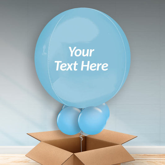 Personalised Pastel Blue Orbz Balloon in a Box - Orbz Balloon with 3 Balloons | Small Indoor Plants
