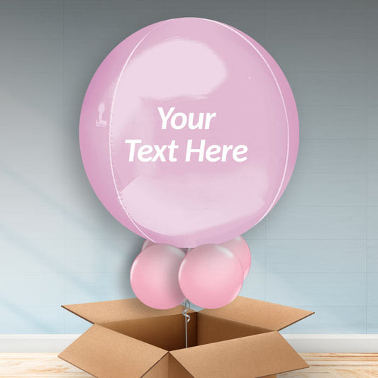 Personalised Pastel Pink Orbz Balloon in a Box - Orbz Balloon with 3 Balloons | Small Indoor Plants