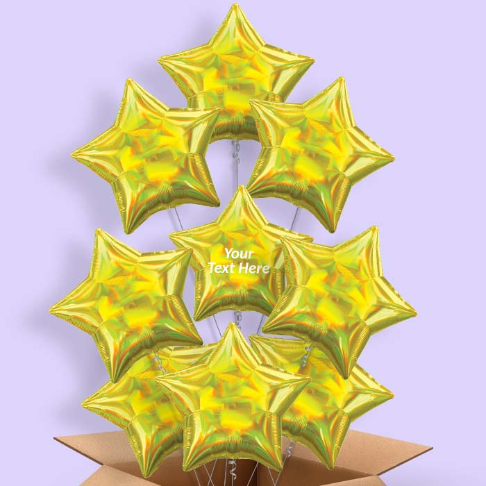 Yellow Iridescent Star  Balloon in a Box - 9 Balloon | Small Indoor Plants