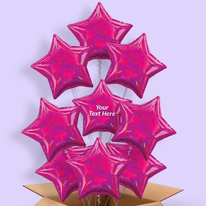 Hot Pink Iridescent Star  Balloon in a Box - 9 Balloon | Small Indoor Plants