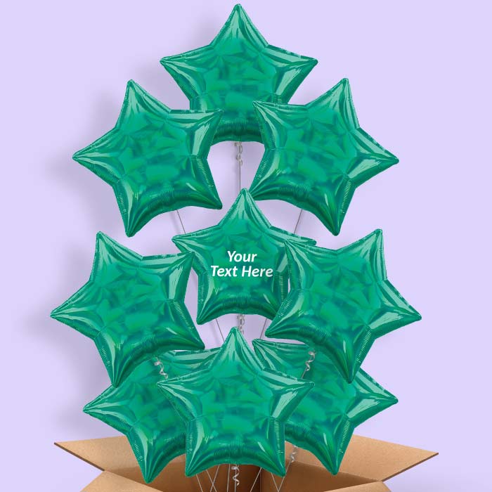 Dark Green Iridescent Star  Balloon in a Box - 9 Balloon | Small Indoor Plants