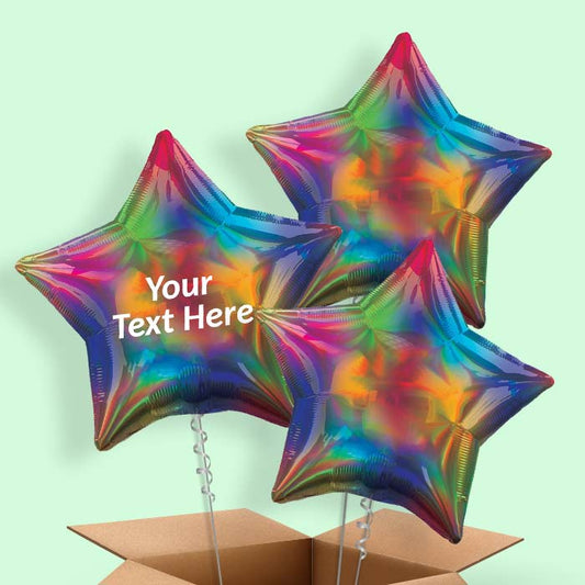Rainbow Iridescent Star  Balloon in a Box - 3 Balloon | Small Indoor Plants