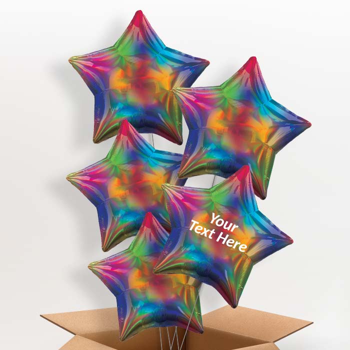 Rainbow Iridescent Star  Balloon in a Box - 5 Balloon | Small Indoor Plants