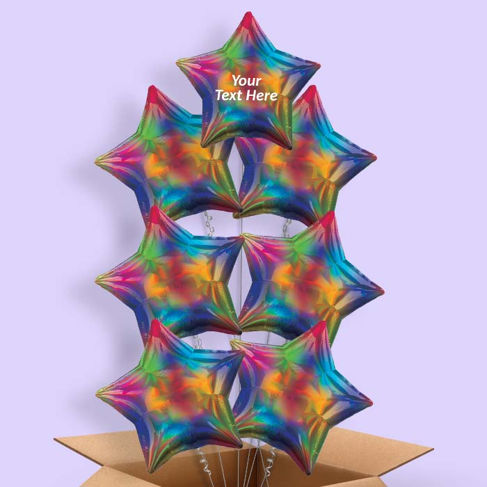 Rainbow Iridescent Star  Balloon in a Box - 7 Balloon | Small Indoor Plants