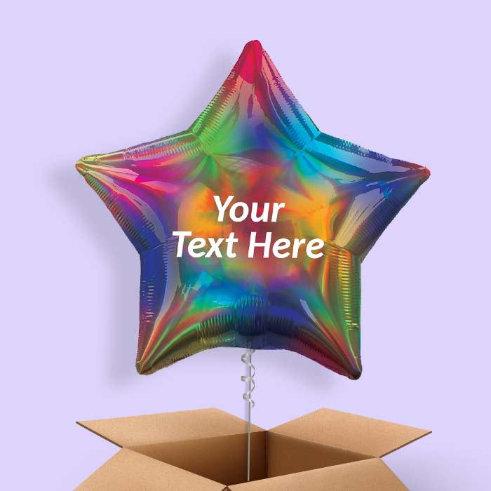 Rainbow Iridescent Star  Balloon in a Box - 1 Balloon | Small Indoor Plants