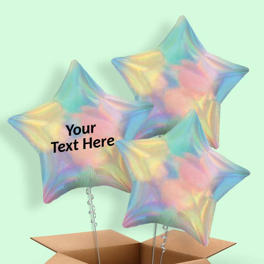 Pastel Rainbow Iridescent Star  Balloon in a Box - 3 Balloon | Small Indoor Plants