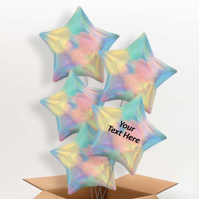 Pastel Rainbow Iridescent Star  Balloon in a Box - 5 Balloon | Small Indoor Plants