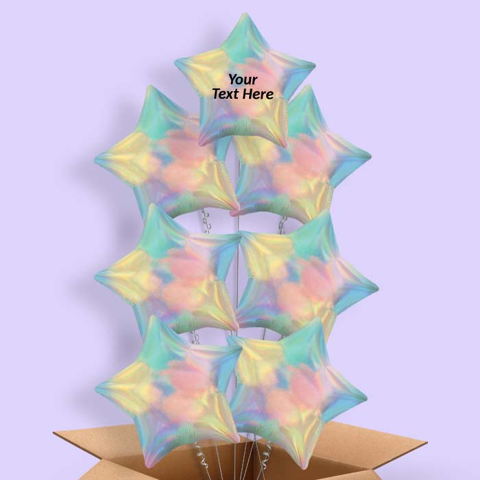 Pastel Rainbow Iridescent Star  Balloon in a Box - 7 Balloon | Small Indoor Plants