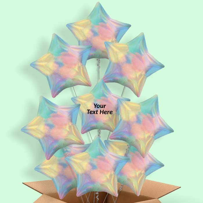 Pastel Rainbow Iridescent Star  Balloon in a Box - 9 Balloon | Small Indoor Plants