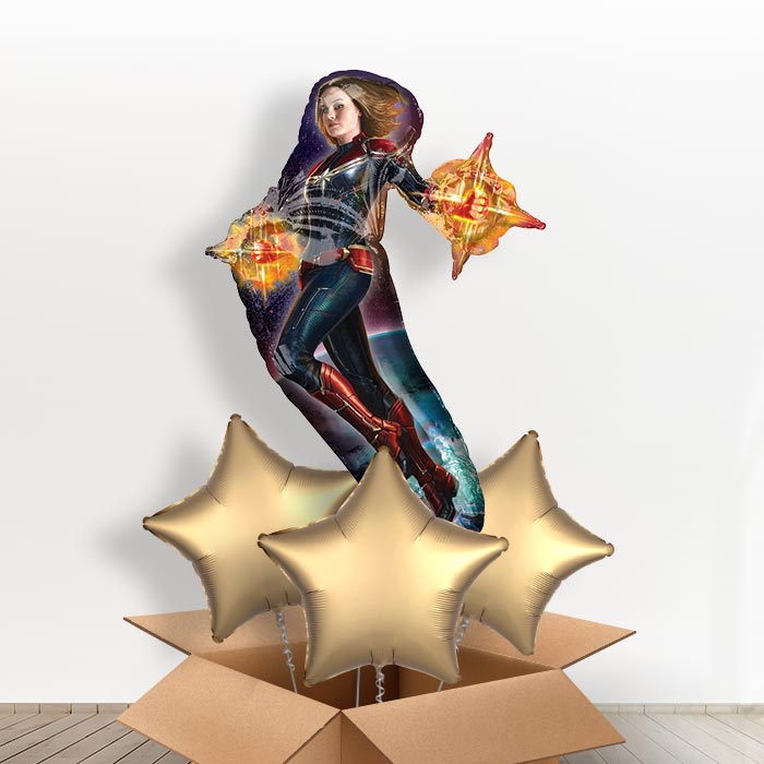 Captain Marvel Shaped Balloon in a Box Gift - With 3 Plain Balloons | Small Indoor Plants