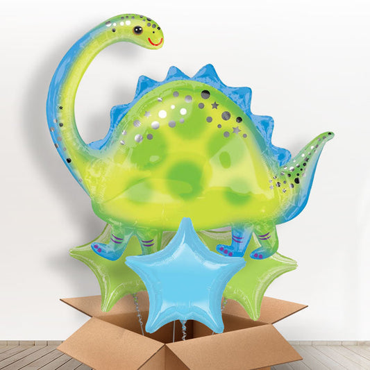 Brontosaurus Dinosaur Balloon Delivery in a Box - With 3 Plain Balloons | Small Indoor Plants