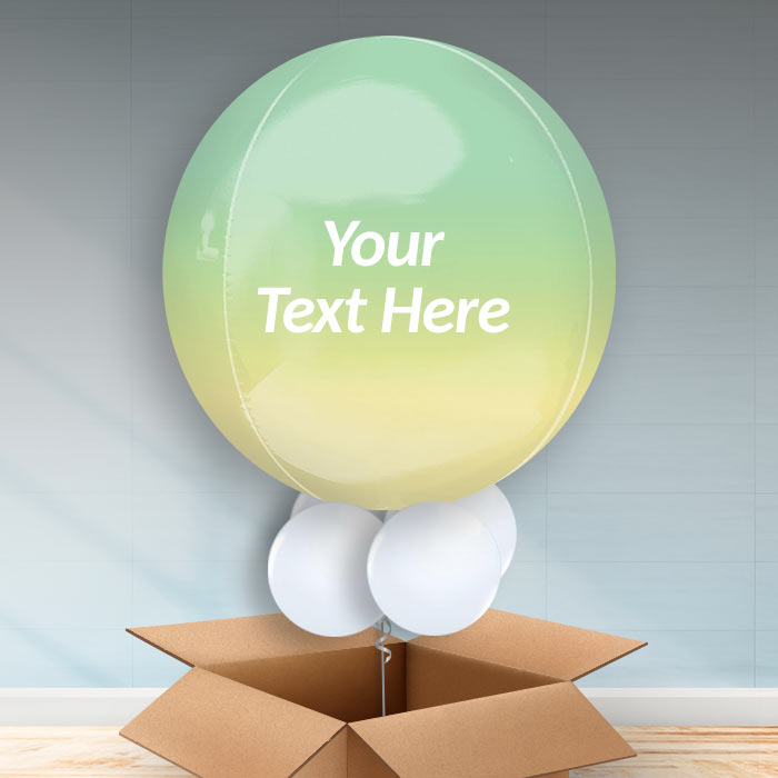 Yellow & Green Personalised Balloon in a Box Orbz