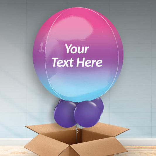 Personalised Orb Balloon - Purple and Blue Ombre - Orbz Balloon with 3 Balloons | Small Indoor Plants