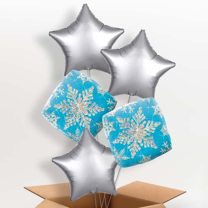 Holographic Blue Snowflakes Balloon in a Box - 5 Balloon | Small Indoor Plants