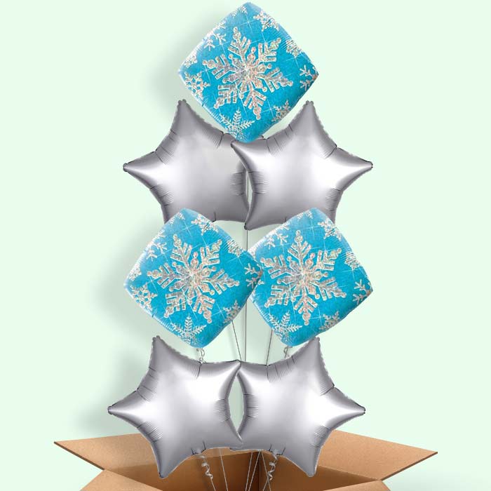 Holographic Blue Snowflakes Balloon in a Box - 7 Balloon | Small Indoor Plants